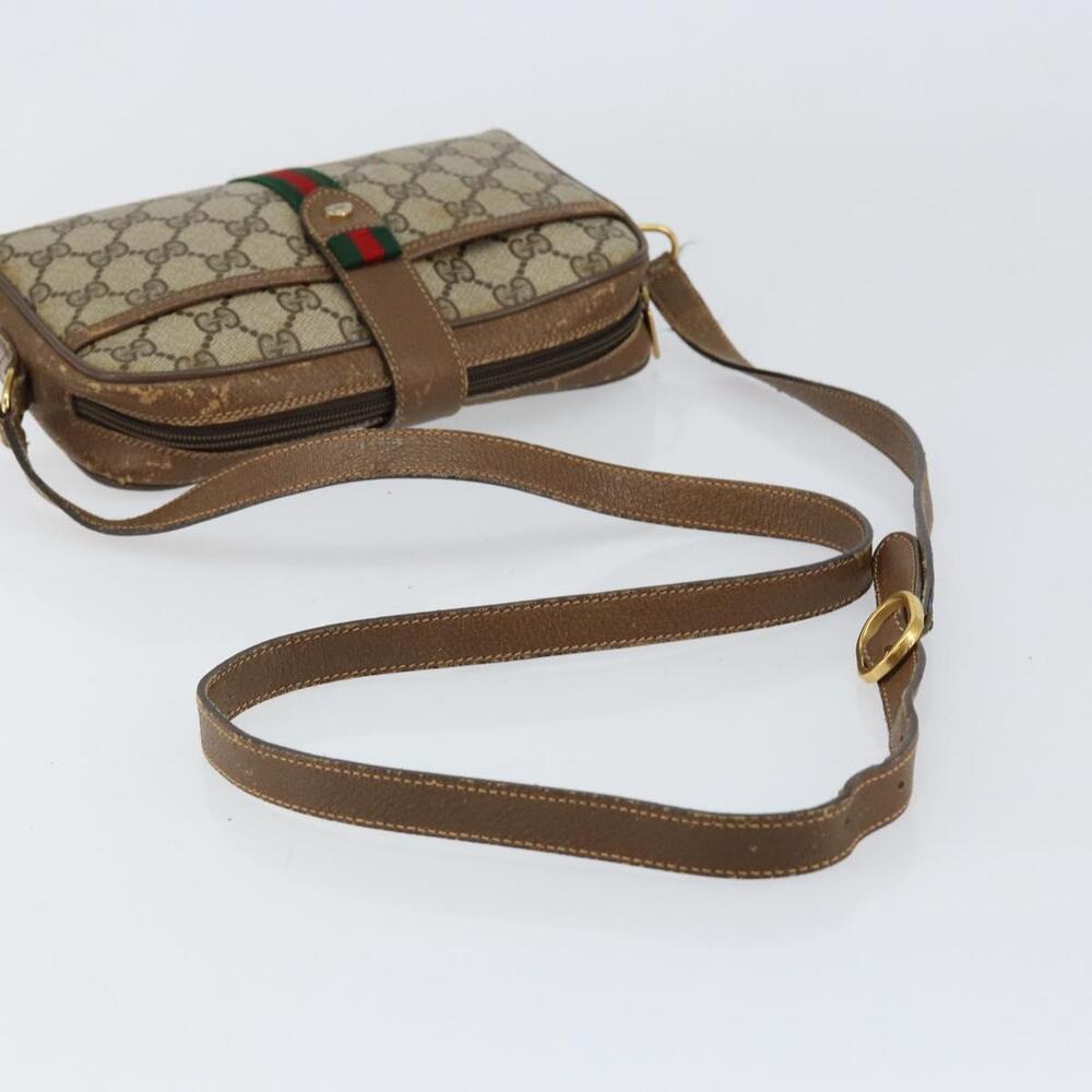 GUCCI GG Supreme Web Sherry Line Bag PVC Beige Gold 116 02 055 Auth 155594 - Picture 7 of 16